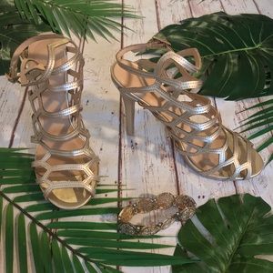 Strappy Gold High Heels